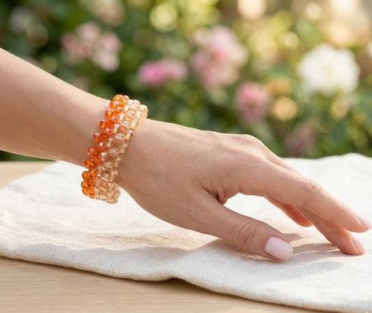 Amber Crystal Beaded Bracelet