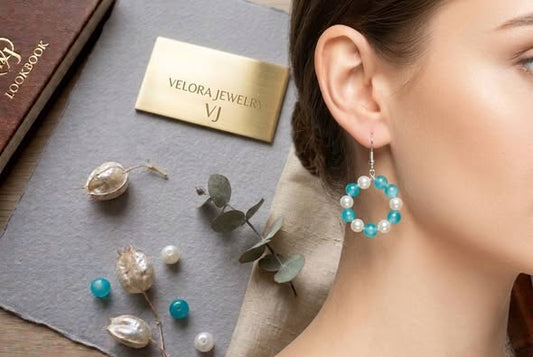 Aqua Pearl Hoop Earrings