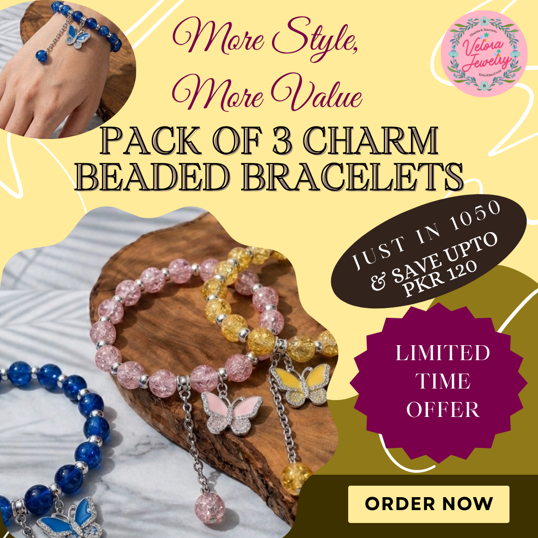 Stylish Charm Beaded Bracelet with Chain