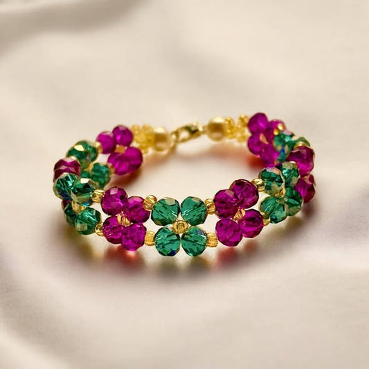 Ruby Tide Floral Crystal Bracelet