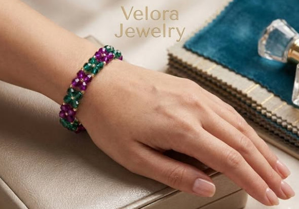 Ruby Tide Floral Crystal Bracelet