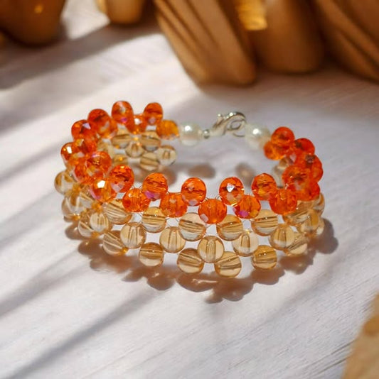 Amber Crystal Beaded Bracelet