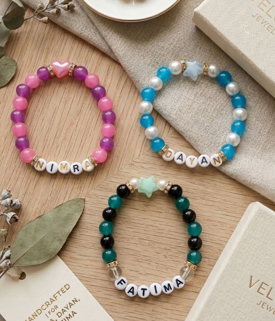 Customized Name Elastic Beaded Bracelets