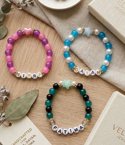 Customized Name Elastic Beaded Bracelets