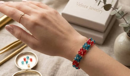 Ruby Tide Floral Crystal Bracelet