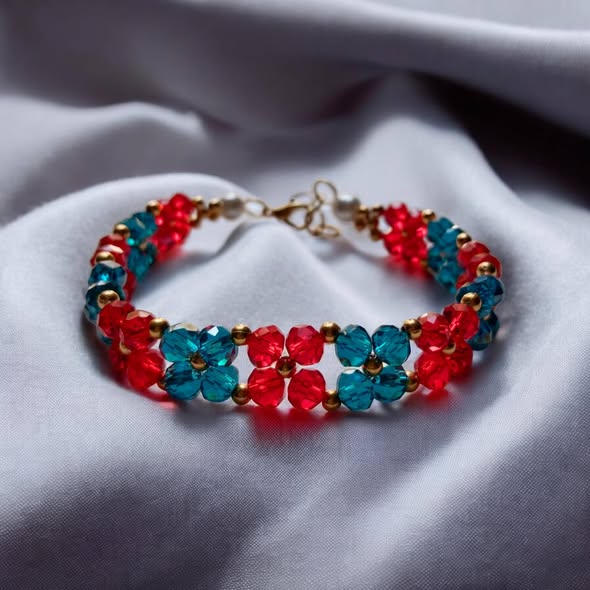 Ruby Tide Floral Crystal Bracelet