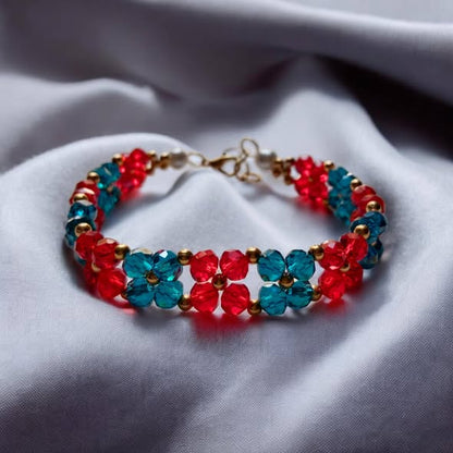 Ruby Tide Floral Crystal Bracelet