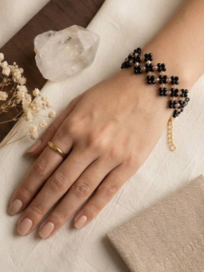 Zig-zag Floral Crystal Beaded Bracelet