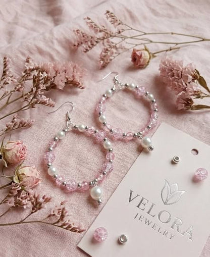 Blush Pearl Hoop Earrings