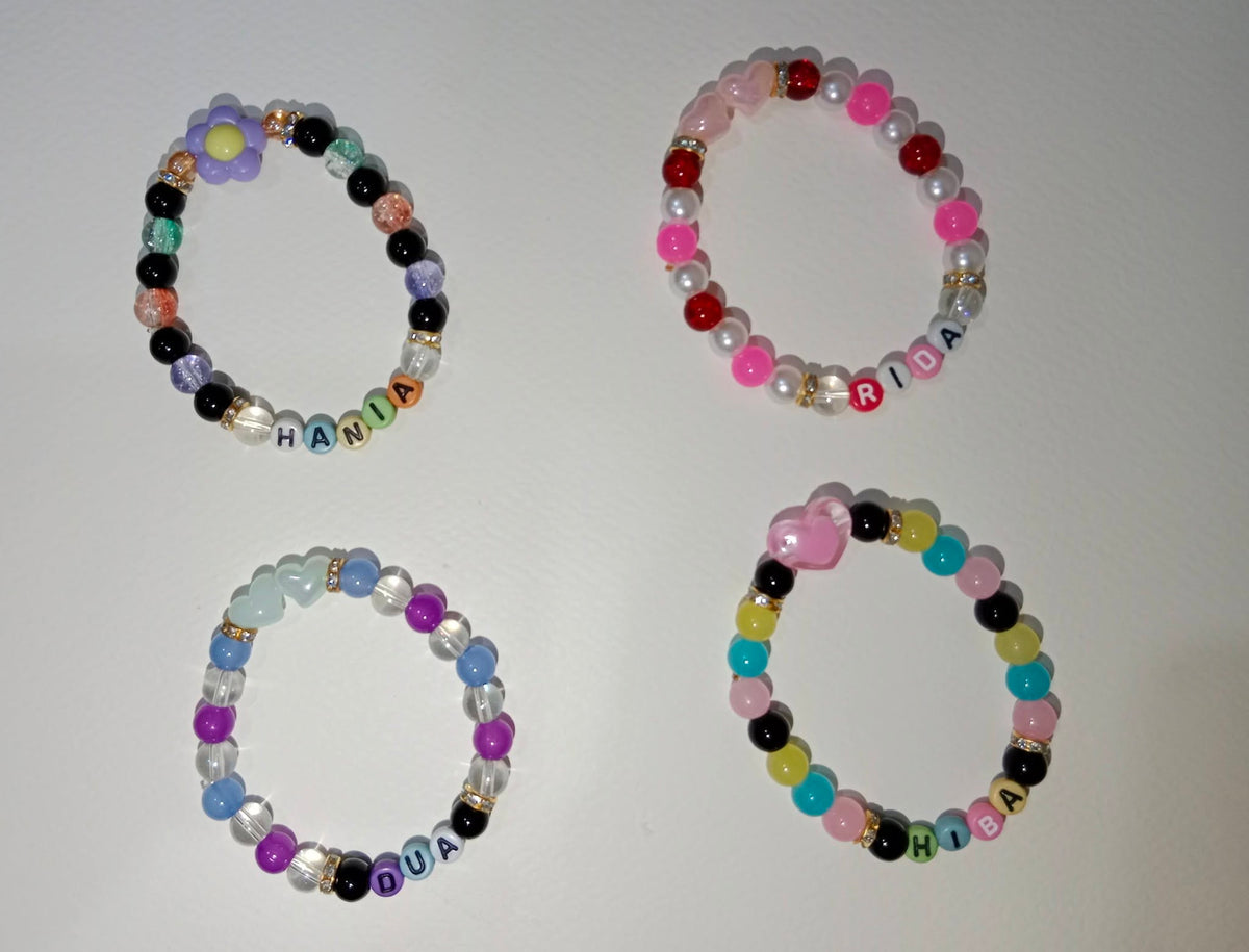 Customized Name Elastic Beaded Bracelets