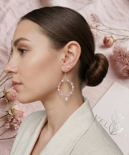 Blush Pearl Hoop Earrings