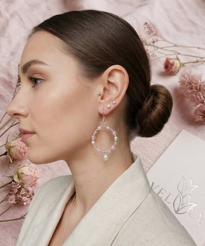 Blush Pearl Hoop Earrings