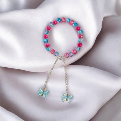 Bangle-style Butterfly Charm Beaded Bracelet