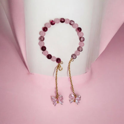 Bangle-style Butterfly Charm Beaded Bracelet