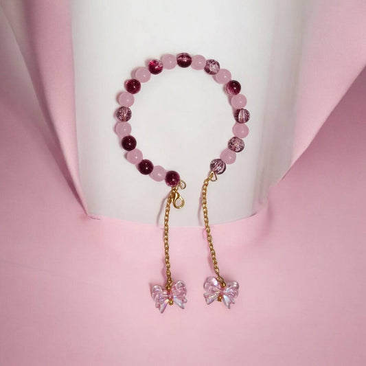 Bangle-style Butterfly Charm Beaded Bracelet