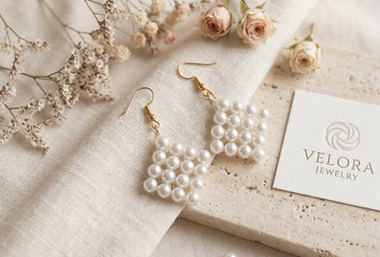 Pearl Grid Earrings