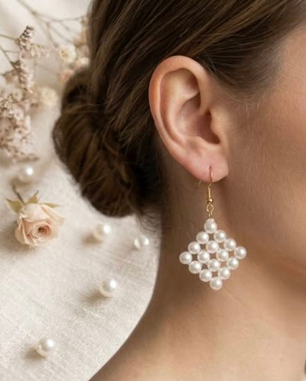 Pearl Grid Earrings
