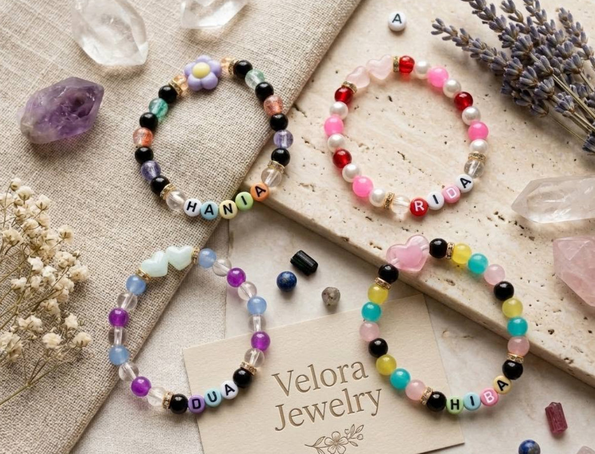 Customized Name Elastic Beaded Bracelets