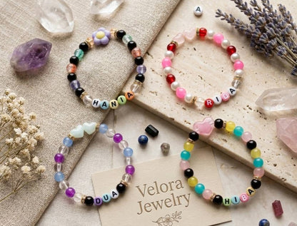 Customized Name Elastic Beaded Bracelets