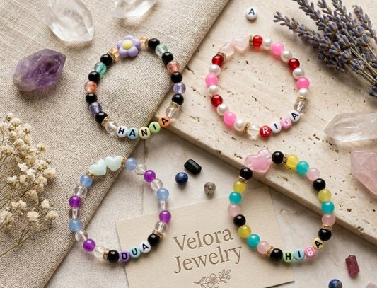 Customized Name Elastic Beaded Bracelets