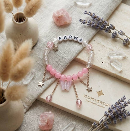 Customised Name and Charm Beaded Bracelet