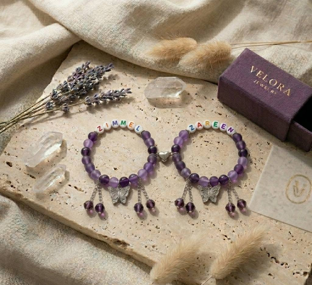 Customised Name Magnetic Couple/Friendship Bracelets' Set