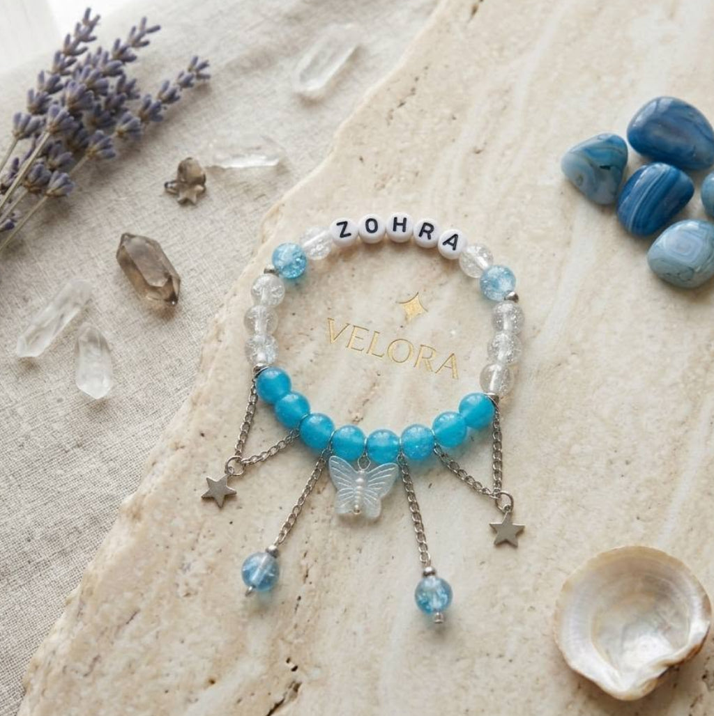 Customised Name and Charm Beaded Bracelet
