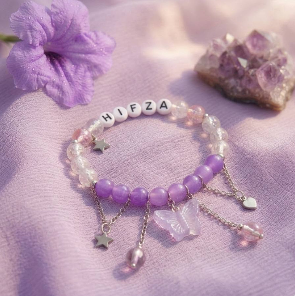 Customised Name and Charm Beaded Bracelet