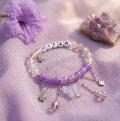 Customised Name and Charm Beaded Bracelet