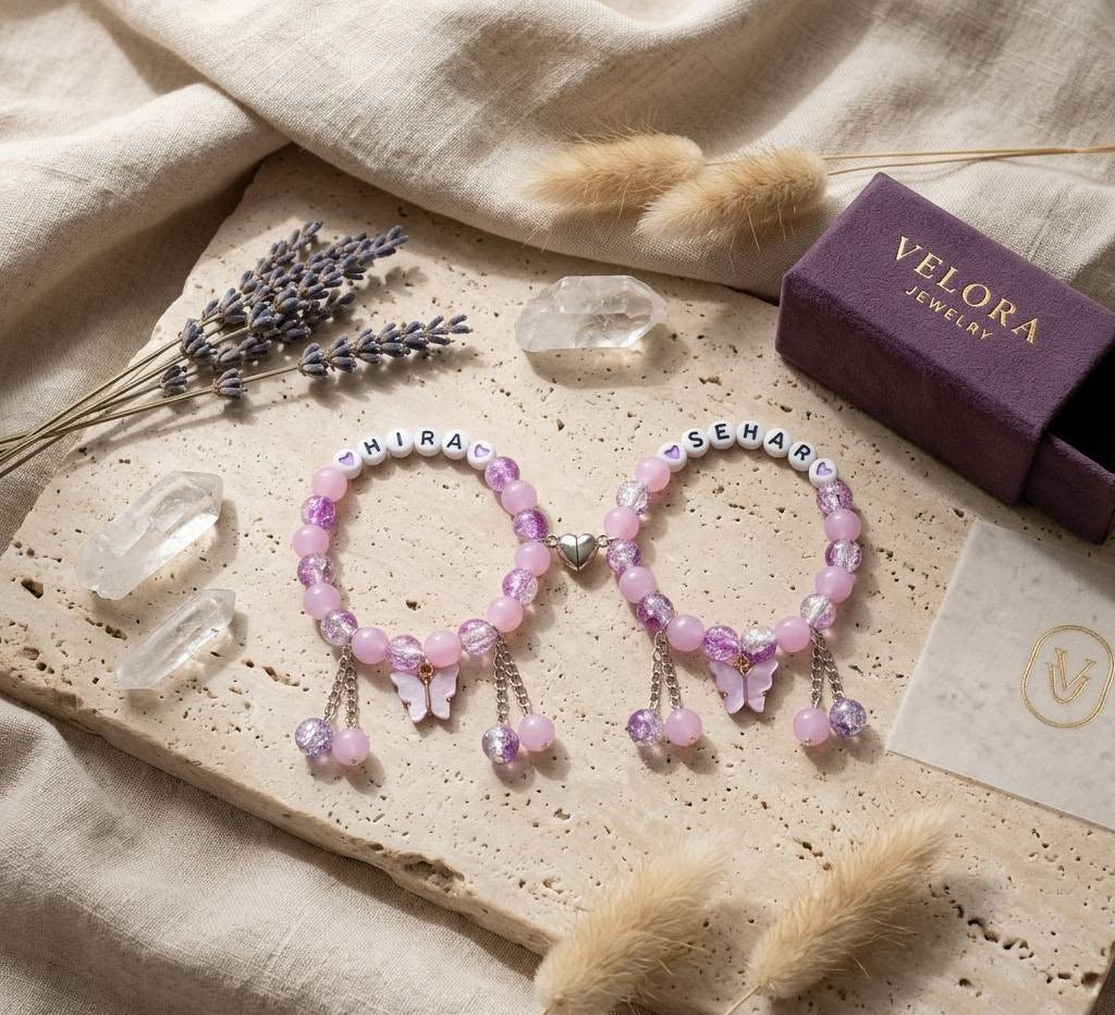 Customised Name Magnetic Couple/Friendship Bracelets' Set
