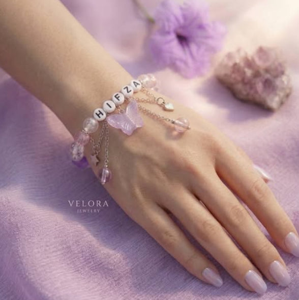 Customised Name and Charm Beaded Bracelet