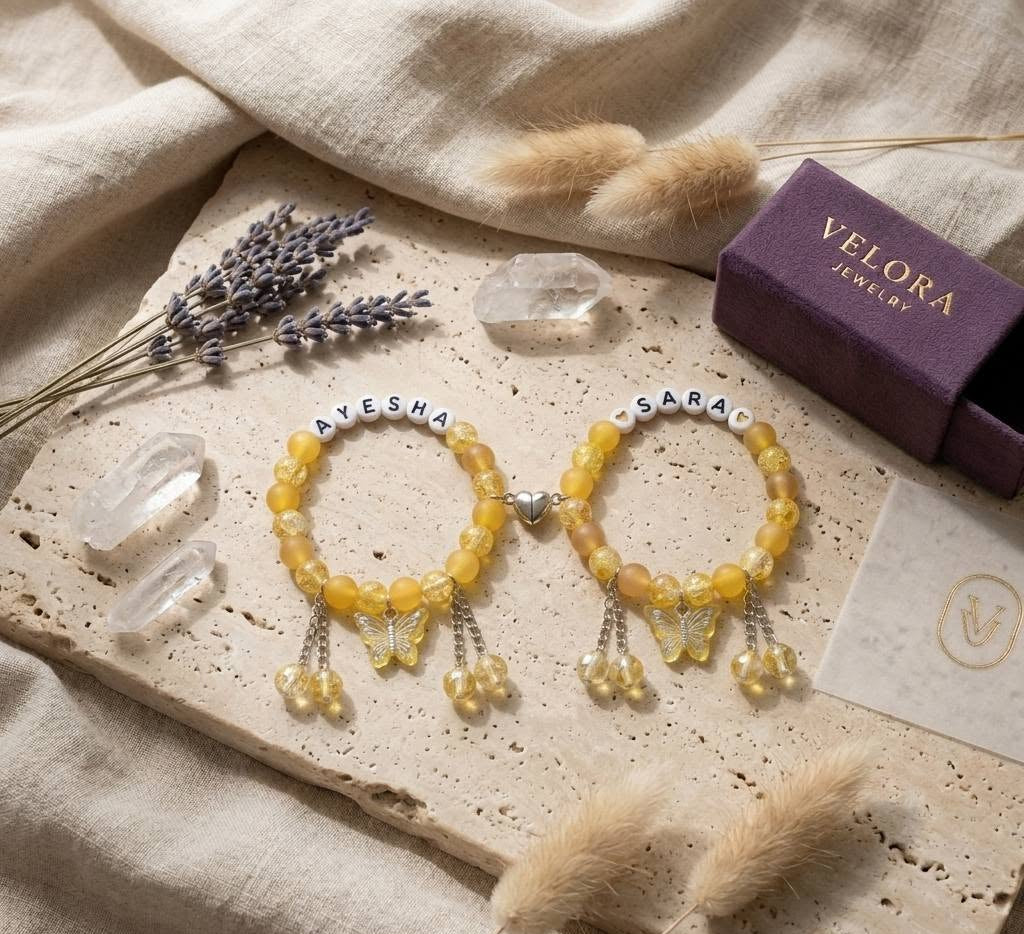 Customised Name Magnetic Couple/Friendship Bracelets' Set