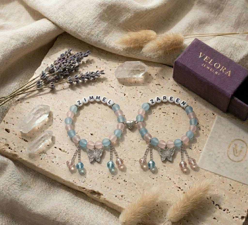 Customised Name Magnetic Couple/Friendship Bracelets' Set