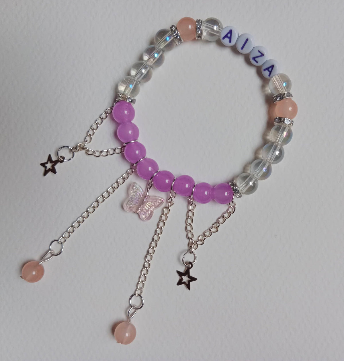 Customised Name and Charm Beaded Bracelet