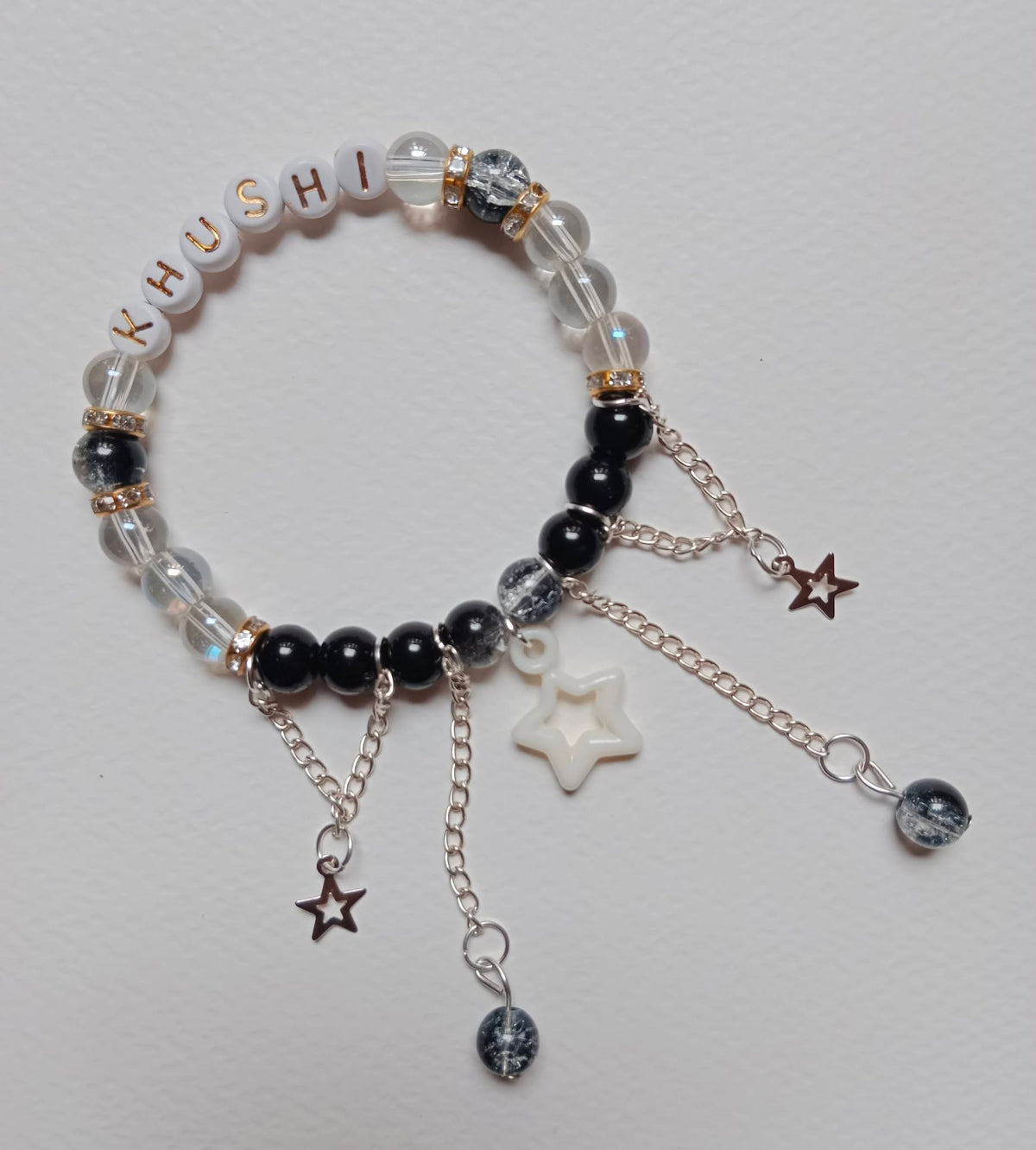 Customised Name and Charm Beaded Bracelet