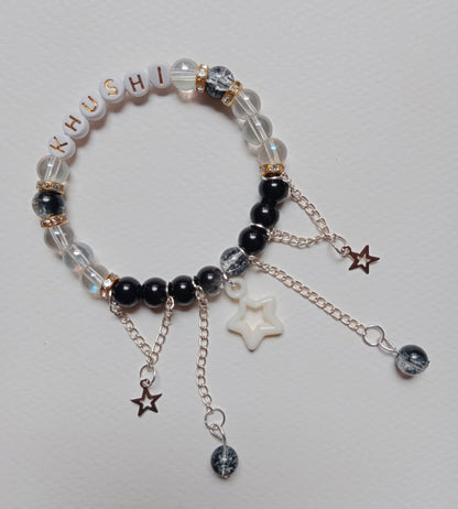 Customised Name and Charm Beaded Bracelet