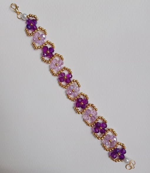 Premium Floral Curved Crystal Beaded Bracelet