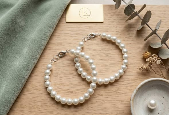 Pearl Duo Bangle Bracelet Set