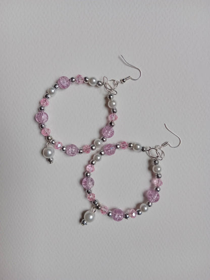 Blush Pearl Hoop Earrings