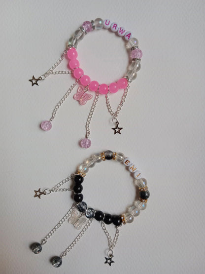 Customised Name and Charm Beaded Bracelet