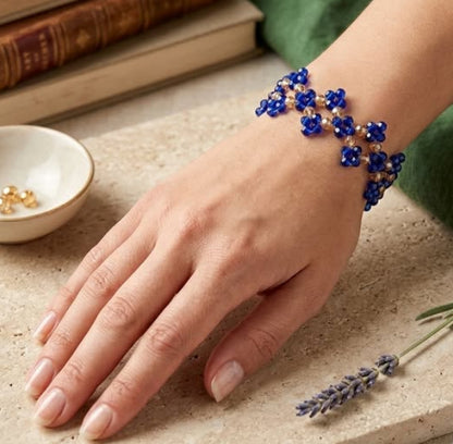 Zig-zag Floral Crystal Beaded Bracelet
