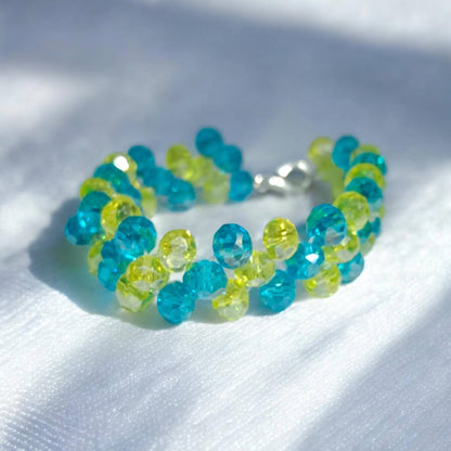 Turquoise and Lime Crystal Bracelet