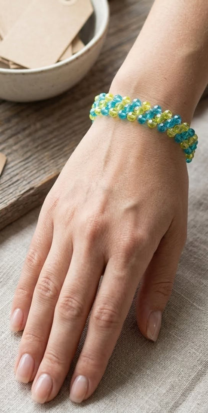 Turquoise and Lime Crystal Bracelet