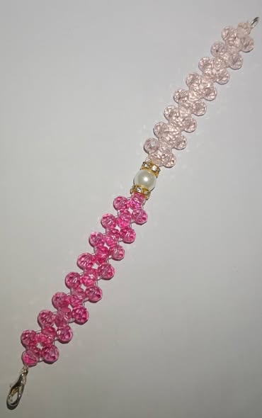 Pink Double-tone Crystal Beaded Bracelet